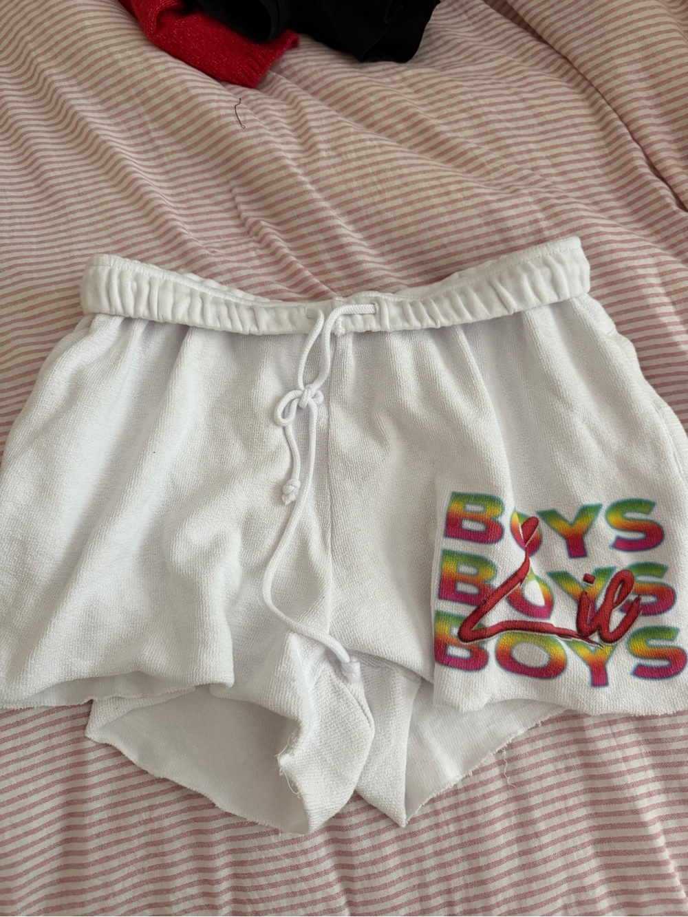Boys Lie White Terry Cutoff Shorts